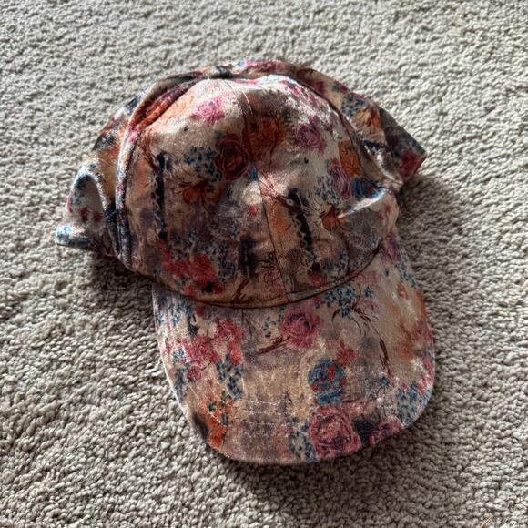 Massini Watercolor Floral Velour Baseball Cap Hat Adult One Size Adjustable 90s - Picture 1 of 12